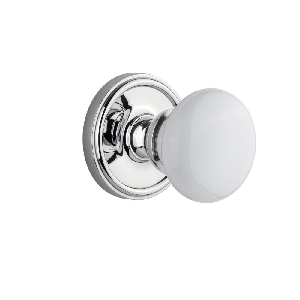 Grandeur by Nostalgic Warehouse GEOHYD Privacy Knob - Georgetown Rosette with Hyde Park Knob in Bright Chrome